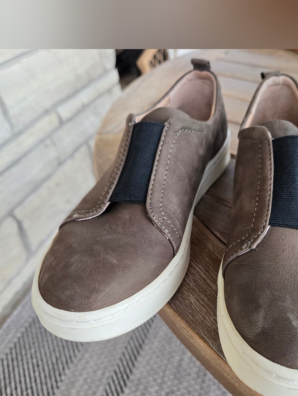 Sofft Safia Slip On Shoe Olive 8 Leather Comfy Travel Work Elastic Stretch Work - Picture 4 of 11